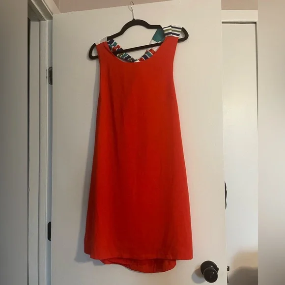 Lulus Joyful Red Orange Multi Stripe Tie-Back Mini Dress Size XL - Picture 3 of 9